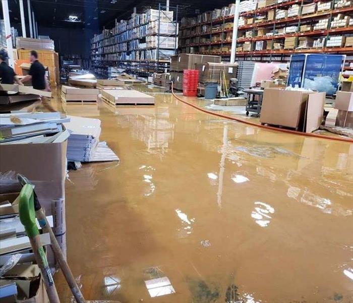 Flooding in local warehouse from a storm
