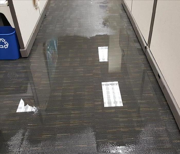 Flooding damage on an office floor